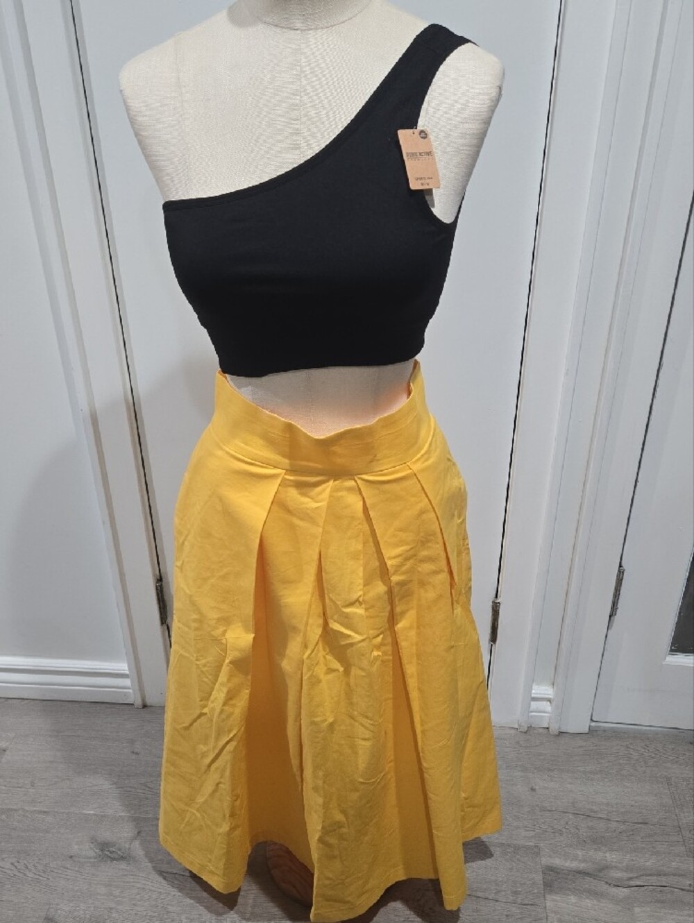Yellow Pleated A-Line Women's Skirt